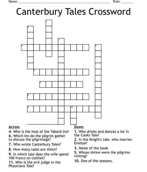 The canterbury tales pilgrim crossword. Things To Know About The canterbury tales pilgrim crossword. 